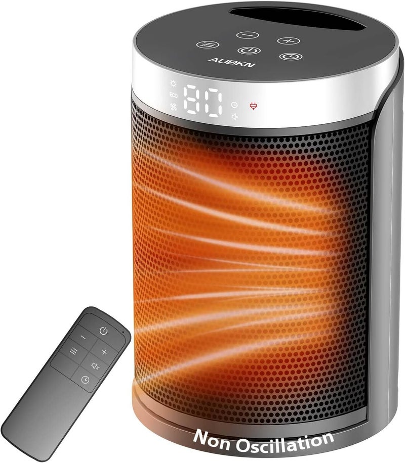 AUBKN Space Heater, Small Portable Electric Heaters for Indoor Use with Thermostat and Remote,12H Timer, 5 Mode, 1500W PTC Ceramic Fast Safety Heat for Office Bedroom Home - Image 1